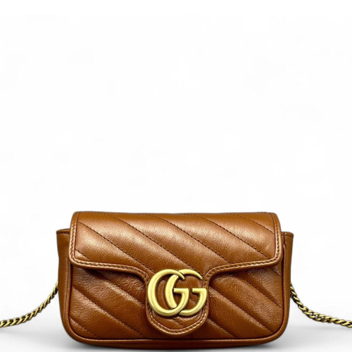 Gucci Chevron Super Mini GG Marmont Calfskin Tan