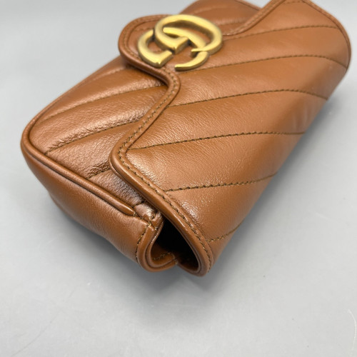 Gucci Chevron Super Mini GG Marmont Calfskin Tan