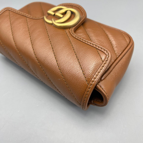 Gucci Chevron Super Mini GG Marmont Calfskin Tan