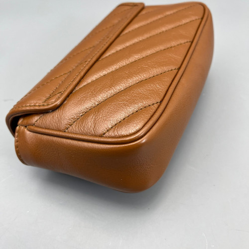 Gucci Chevron Super Mini GG Marmont Calfskin Tan