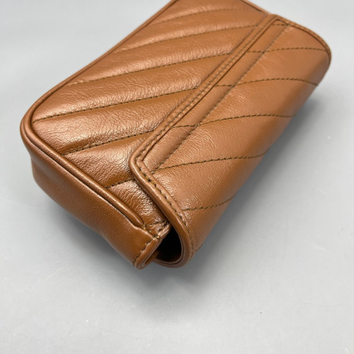 Gucci Chevron Super Mini GG Marmont Calfskin Tan
