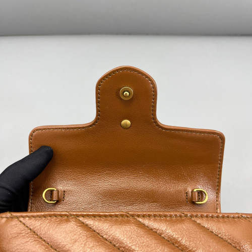 Gucci Chevron Super Mini GG Marmont Calfskin Tan