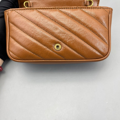 Gucci Chevron Super Mini GG Marmont Calfskin Tan