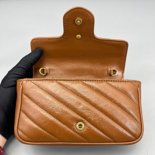 Gucci Chevron Super Mini GG Marmont Calfskin Tan