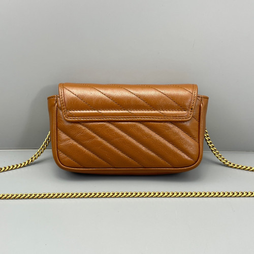Gucci Chevron Super Mini GG Marmont Calfskin Tan