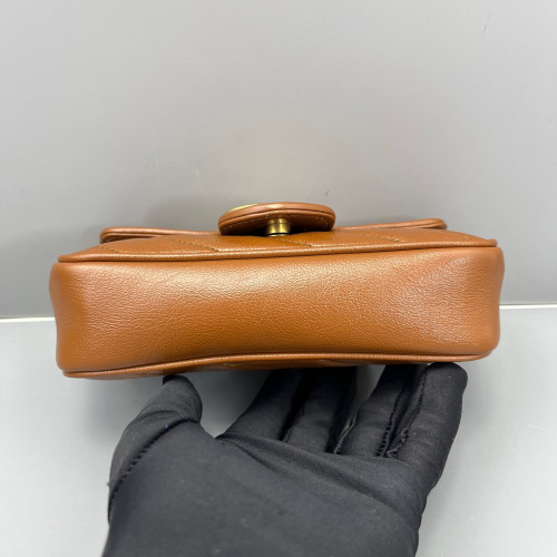 Gucci Chevron Super Mini GG Marmont Calfskin Tan