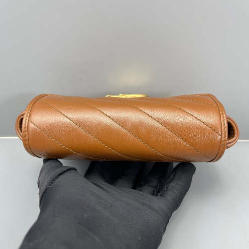 Gucci Chevron Super Mini GG Marmont Calfskin Tan
