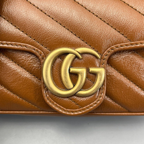 Gucci Chevron Super Mini GG Marmont Calfskin Tan