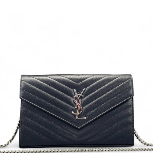 Yves Saint Laurent Envelope Wallet On Chain Shiny Caviar Calfskin Black Yves Saint Laurent Envelope Wallet On Chain Shiny Caviar Calfskin Black