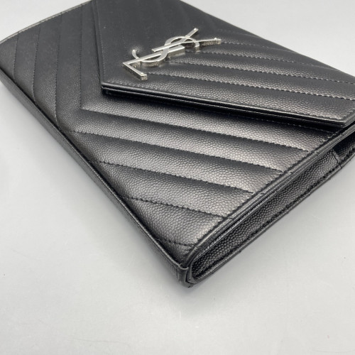 Yves Saint Laurent Envelope Wallet On Chain Shiny Caviar Calfskin Black Yves Saint Laurent Envelope Wallet On Chain Shiny Caviar Calfskin Black