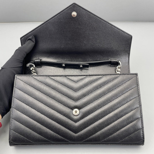 Yves Saint Laurent Envelope Wallet On Chain Shiny Caviar Calfskin Black Yves Saint Laurent Envelope Wallet On Chain Shiny Caviar Calfskin Black