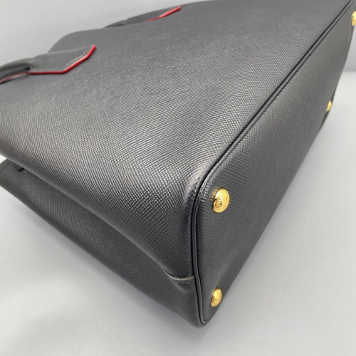 Prada Medium Double Bag Saffiano Calfskin Black Red