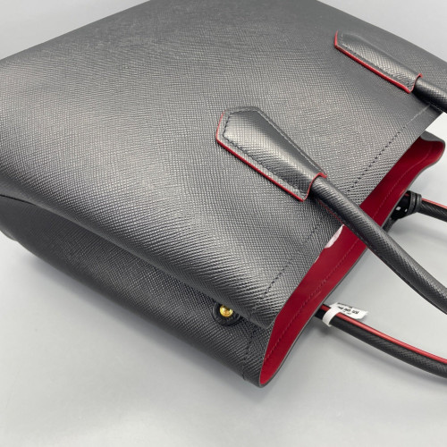 Prada Medium Double Bag Saffiano Calfskin Black Red