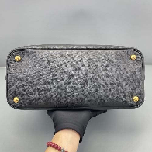 Prada Medium Double Bag Saffiano Calfskin Black Red