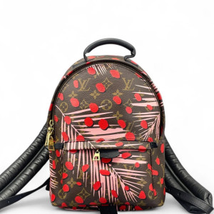 Louis Vuitton Jungle Palm Springs Backpack PM Monogram Brown Red Pink