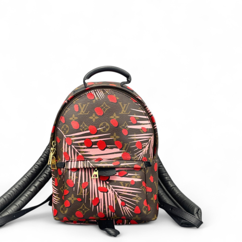 Louis Vuitton Jungle Palm Springs Backpack PM Monogram Brown Red Pink