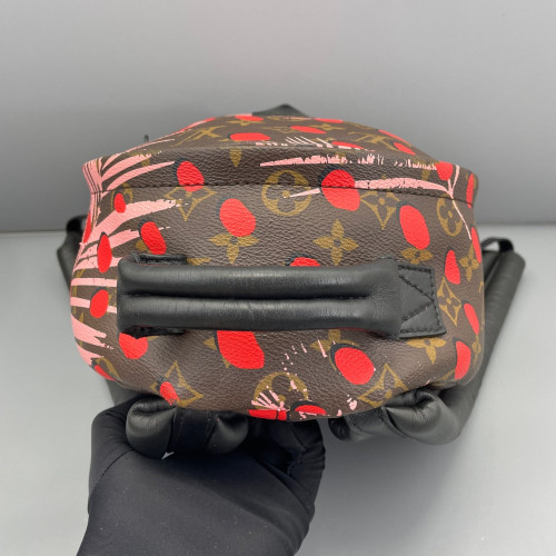 Louis Vuitton Jungle Palm Springs Backpack PM Monogram Brown Red Pink
