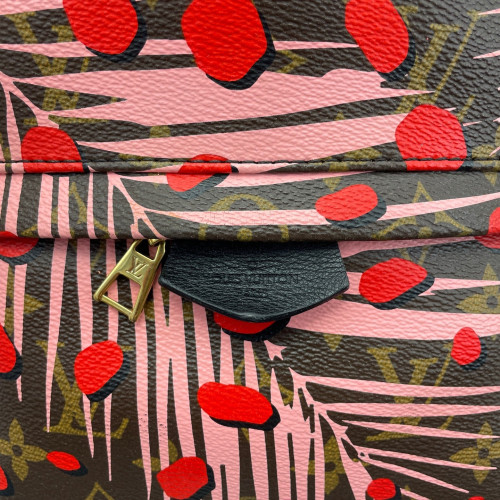 Louis Vuitton Jungle Palm Springs Backpack PM Monogram Brown Red Pink