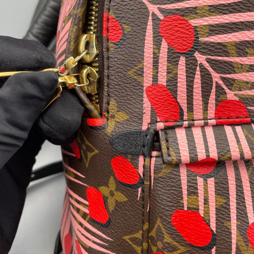 Louis Vuitton Jungle Palm Springs Backpack PM Monogram Brown Red Pink