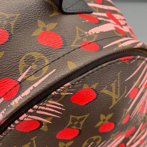 Louis Vuitton Jungle Palm Springs Backpack PM Monogram Brown Red Pink