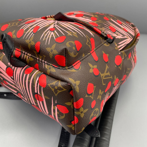 Louis Vuitton Jungle Palm Springs Backpack PM Monogram Brown Red Pink
