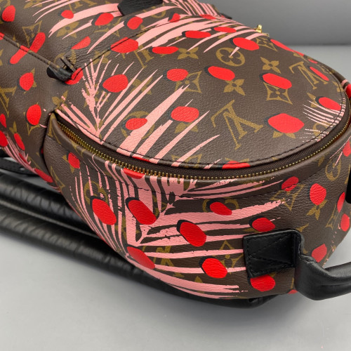 Louis Vuitton Jungle Palm Springs Backpack PM Monogram Brown Red Pink