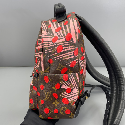 Louis Vuitton Jungle Palm Springs Backpack PM Monogram Brown Red Pink