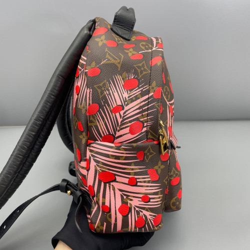 Louis Vuitton Jungle Palm Springs Backpack PM Monogram Brown Red Pink