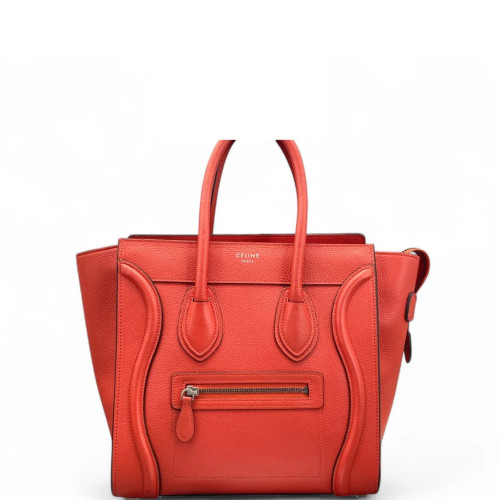 Celine Micro Luggage Grained Calfskin Red Orange