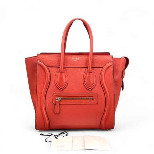 Celine Micro Luggage Grained Calfskin Red Orange