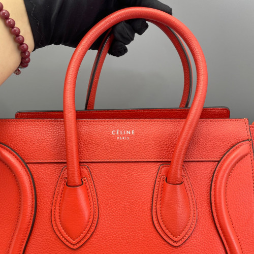 Celine Micro Luggage Grained Calfskin Red Orange