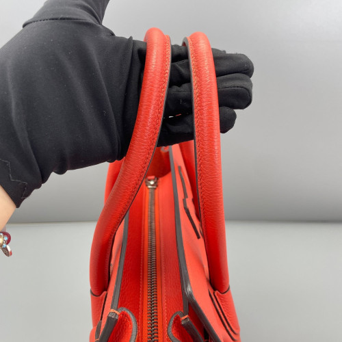 Celine Micro Luggage Grained Calfskin Red Orange