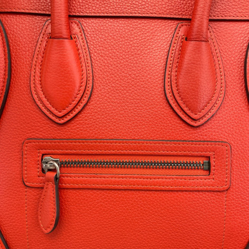 Celine Micro Luggage Grained Calfskin Red Orange