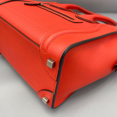 Celine Micro Luggage Grained Calfskin Red Orange