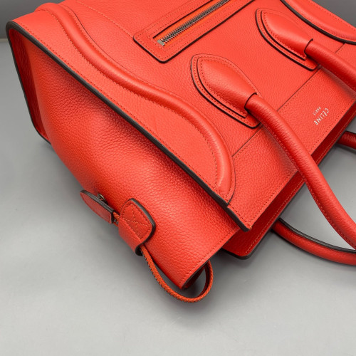 Celine Micro Luggage Grained Calfskin Red Orange