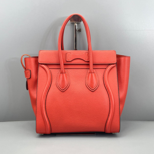 Celine Micro Luggage Grained Calfskin Red Orange