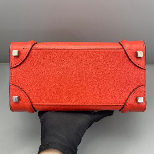 Celine Micro Luggage Grained Calfskin Red Orange
