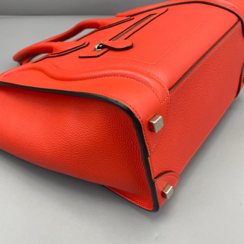 Celine Micro Luggage Grained Calfskin Red Orange