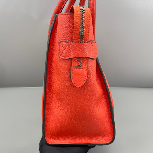 Celine Micro Luggage Grained Calfskin Red Orange