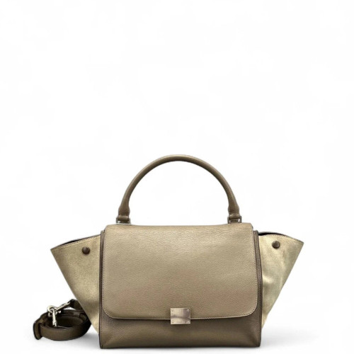 Celine Medium Trapeze Calfskin Suede Grey