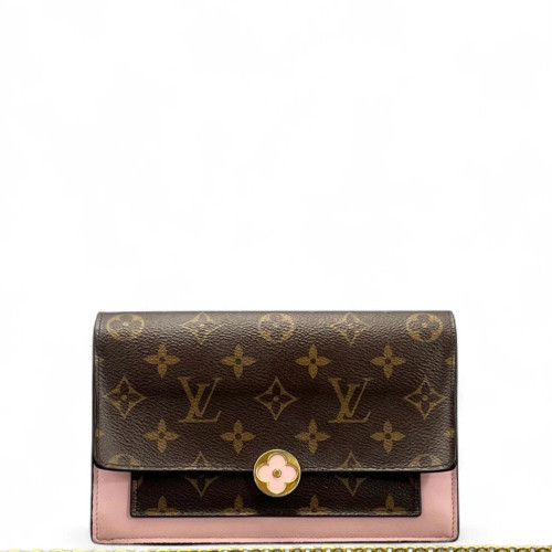 Louis Vuitton Flore Chain Wallet Monogram Brown Pink
