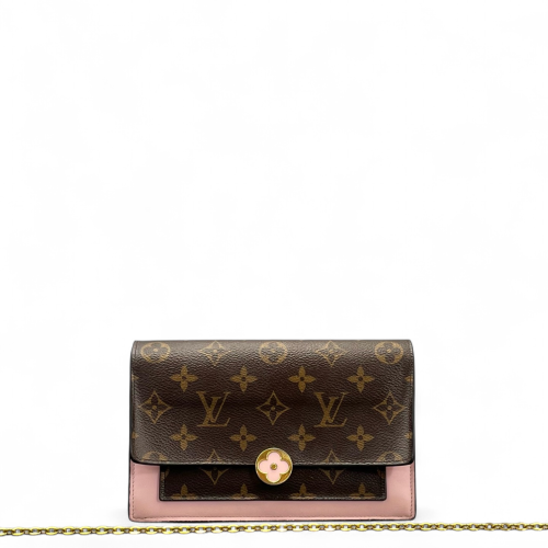 Louis Vuitton Flore Chain Wallet Monogram Brown Pink