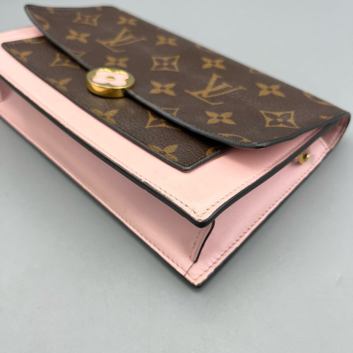 Louis Vuitton Flore Chain Wallet Monogram Brown Pink