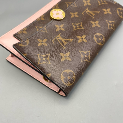 Louis Vuitton Flore Chain Wallet Monogram Brown Pink
