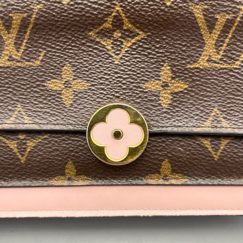 Louis Vuitton Flore Chain Wallet Monogram Brown Pink