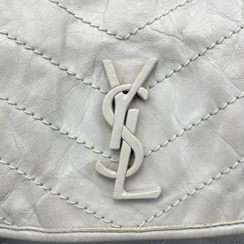 Yves Saint Laurent Baby Niki Chain Pull Up Leather White