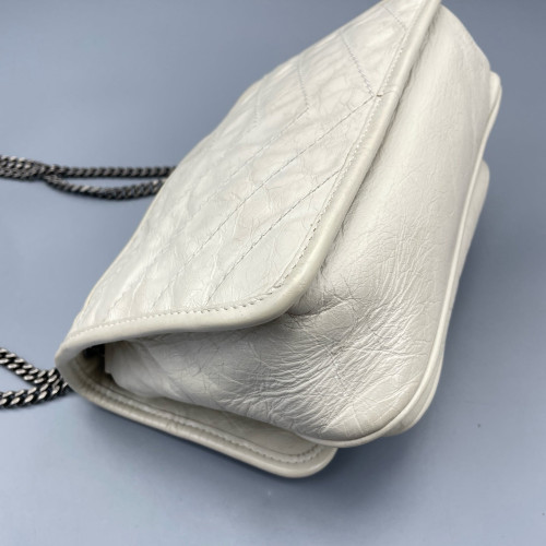 Yves Saint Laurent Baby Niki Chain Pull Up Leather White
