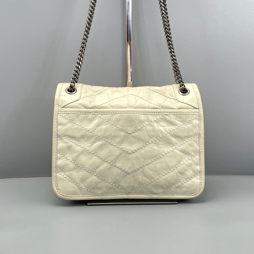 Yves Saint Laurent Baby Niki Chain Pull Up Leather White
