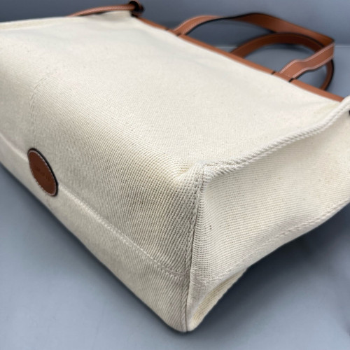 Loewe Small Cushion Tote Calfskin Canvas Beige Brown