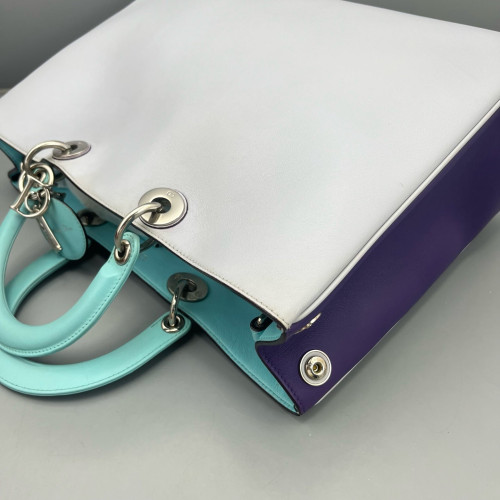 Dior Large Diorissimo Tote Calfskin Purple Baby Blue Light Grey Dior Large Diorissimo Tote Calfskin Purple Baby Blue Light Grey